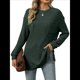 thumbnail image 1 of Camiseta de Larga con Cuello Redondo, Rayas, Color Liso y Abertura para Mujer, Otoño/Invierno 2025, con Bolsillo en el Pecho Verde S, 1 of 9