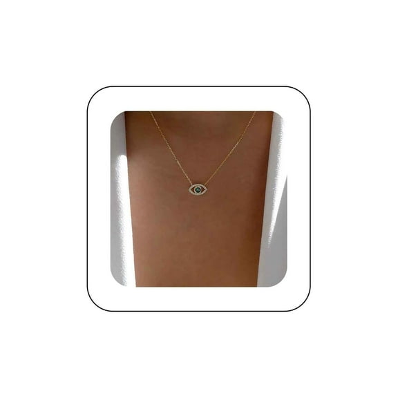 Bohemian Emerald Evil Eye Pendant Necklace Gold Crystal Chain Green Cz Devil Choker Paved Rhinestone Demon Jewelry for Women