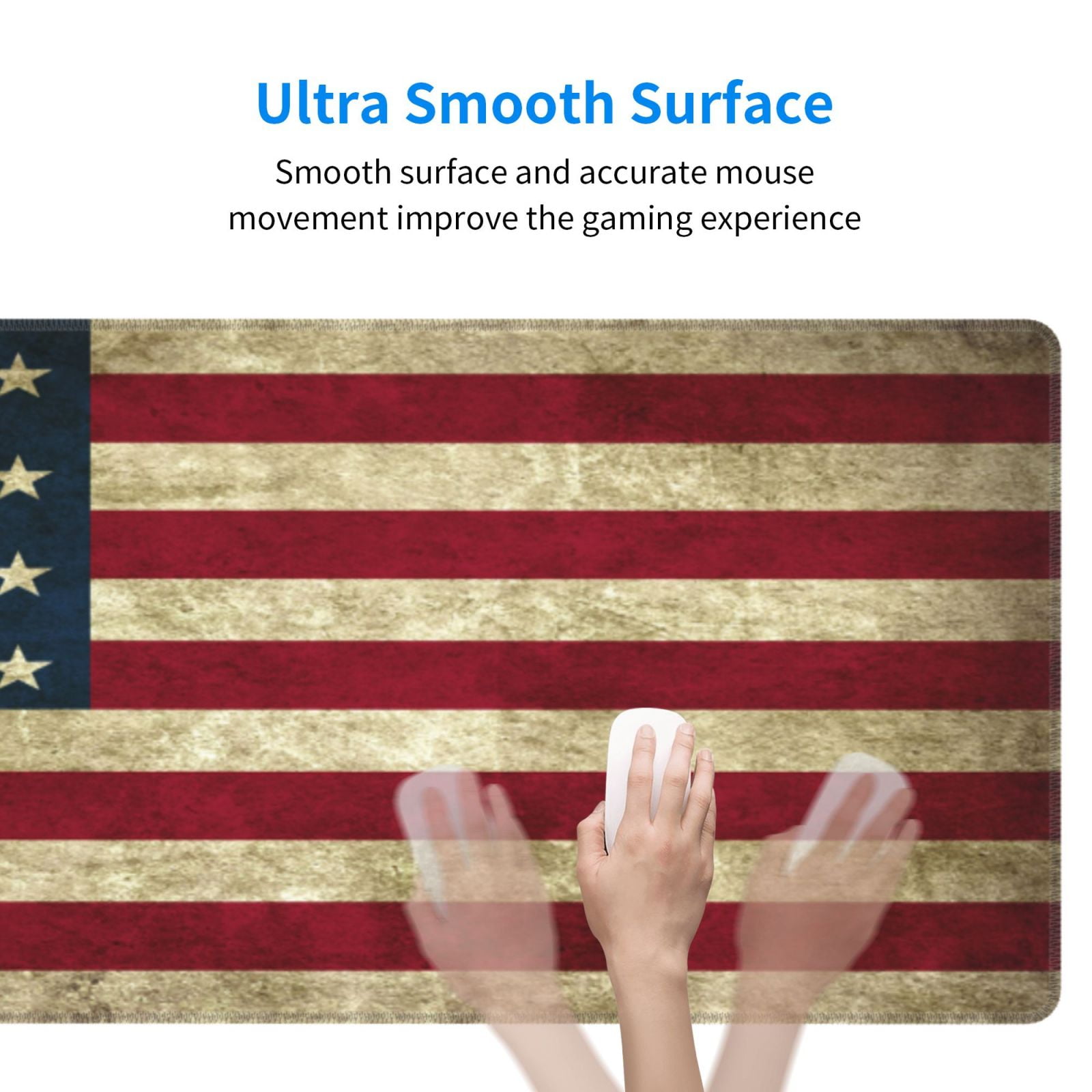 Large Gaming Mouse Mat Retro Us America Flag Long Extended Mousepad Desk Mat Non-Slip Rubber Micepads (31.5 X 11.8 Inches)\r\n