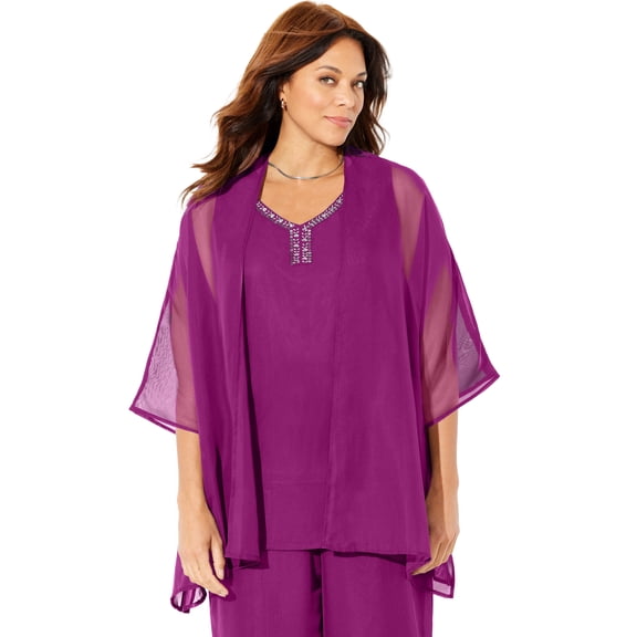 Catherines Women's Plus Size Ritzy Cardigan & Tank Set