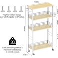 thumbnail image 3 of Slim Storage Cart White Narrow Storage Cabinet 4 Tier Laundry Room Organization Mobile Bathroom Shelving Unit Organizer Rolling Utility Cart Slide Out Kitchen Cart Tower Rack for Narrow Places 7.08’W, 3 of 14