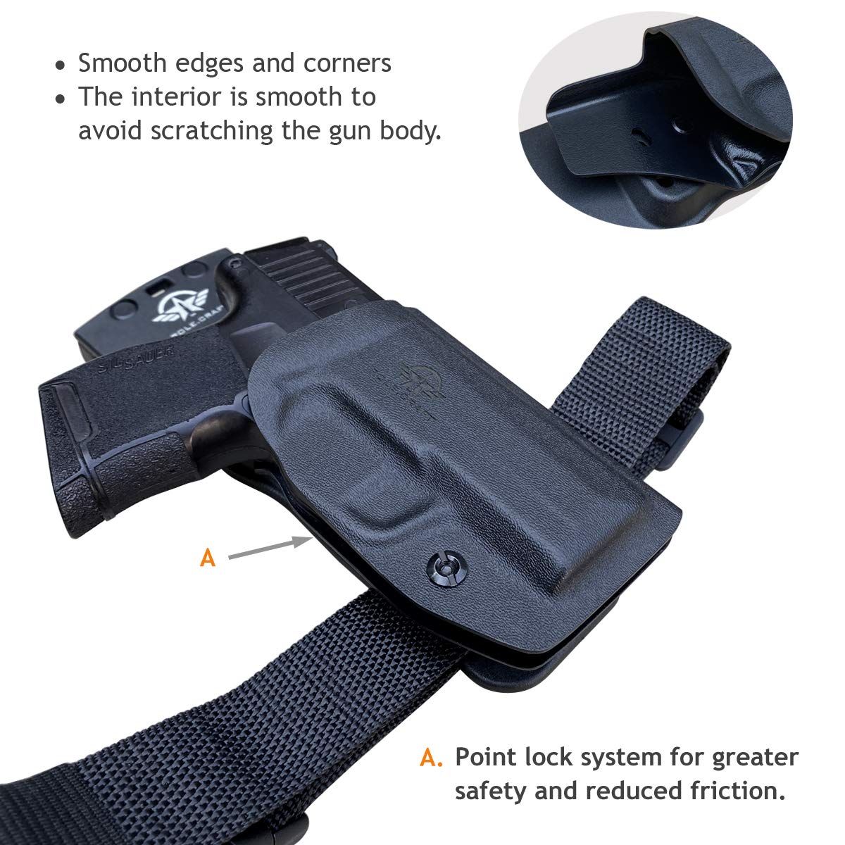 Sig P365 Holsters, P365 Holsters OWB Kydex Holster Custom Fit: Sig Sauer P365 / P365 SAS / P365 X Pistol - Outside Waistband Carry 1.5-2 Inch Belt Clip (Black, Right)