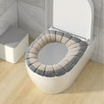 thumbnail image 2 of Universal Thickened Toilet Seat Cover with Handles - Four Seasons Washable Knitted Toilet Ring Set, Full Surround Design for Warmth and Comfort, Fits Most Round & Rectangular Toilets, 2 of 5