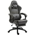 thumbnail image 1 of Dowinx Gaming Chair Office Chair PC Chair with Massage Lumbar Support, Vintage Style PU Leather High Back Adjustable Swivel Task Chair with Footrest (Grey), 1 of 7