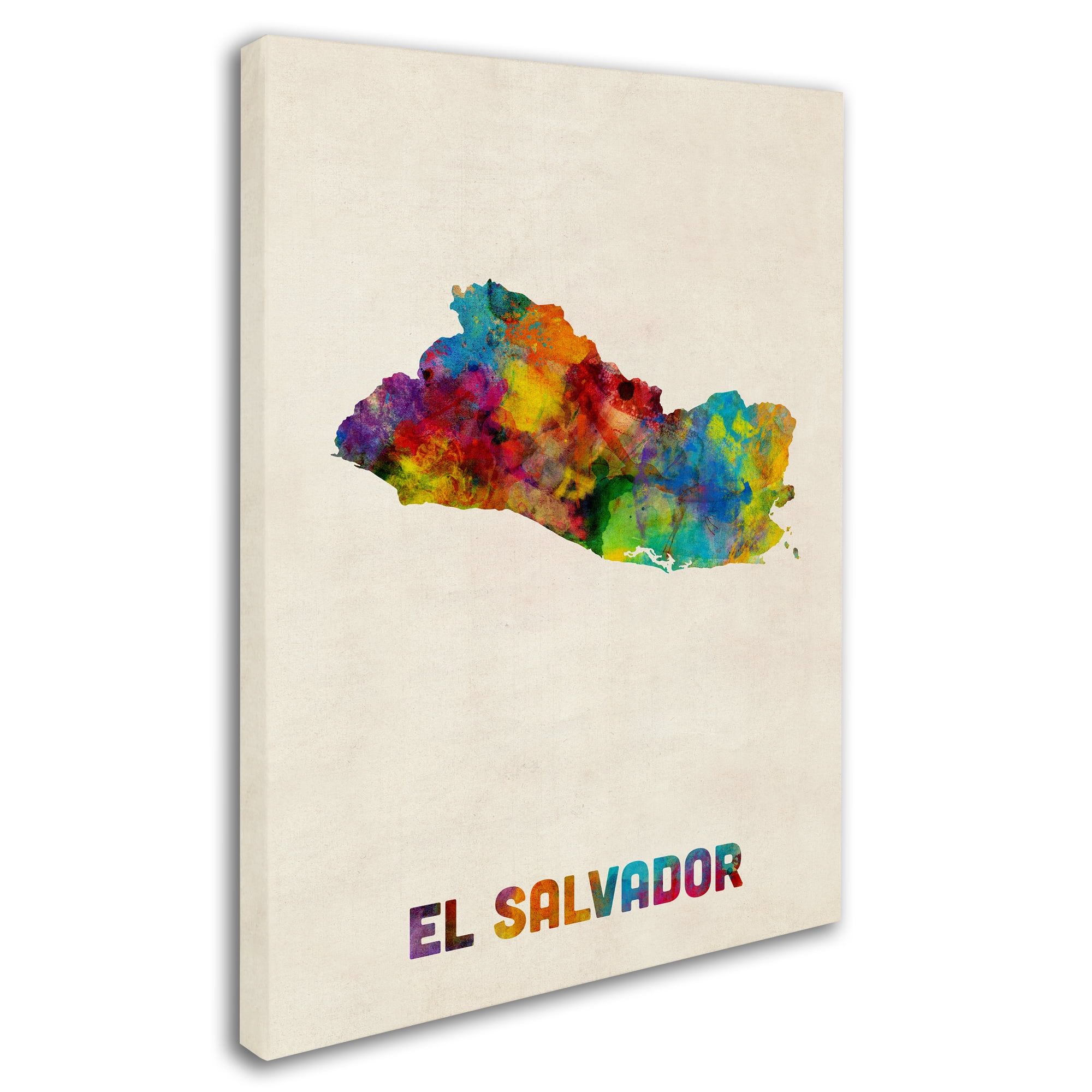 Trademark Fine Art "El Salvador Watercolor Map" Canvas Art by Michael Tompsett