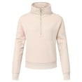 thumbnail image 5 of Pdbokew Women's Waffle-Knit Hoodie Top with 1/2 Zip for Casual Wear Autumn Sweatshirt Beige L, 5 of 9