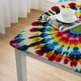 thumbnail image 4 of nygtbtfer Rainbow Watercolor Spiral Tie Dye Elastic Edged Table Cover Rectangle , Wipeable Polyester Tablecloth for Kitchen Dinning Indoor Outdoor Party Decor, 4 of 7