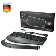 Perixx Periboard-330B, Wired USB Ergonomic Backlit Keyboard - 2 Extra USB Hubs - Black