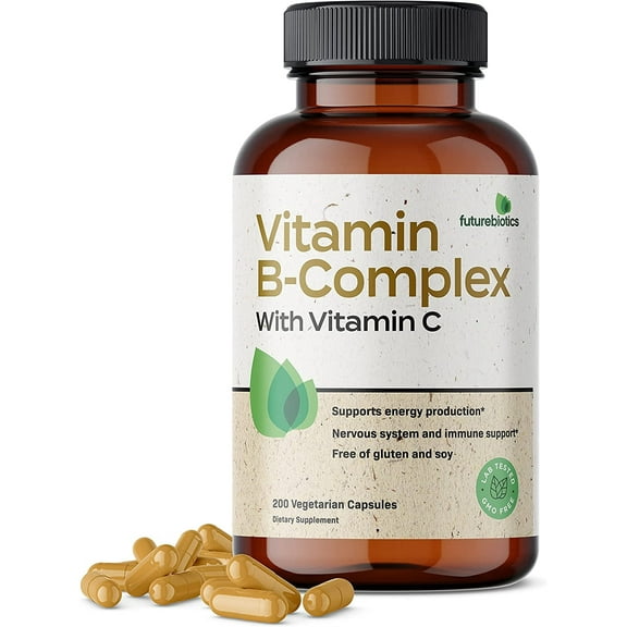 Futurebiotics Vitamin B Complex with Vitamin C Supports Energy Production, Nervous System & Immune Support - Non-GMO, 120 Vegetarian Capsules