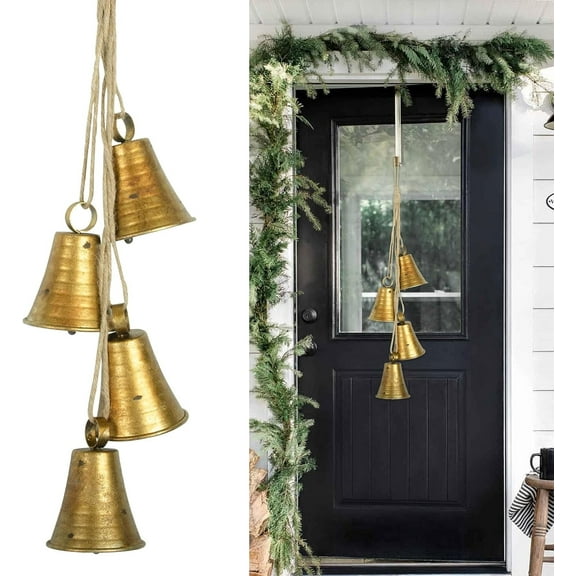 Gold Cow Bell Ornaments for Christmas Tree & Doors - Indoor Decorations for Women