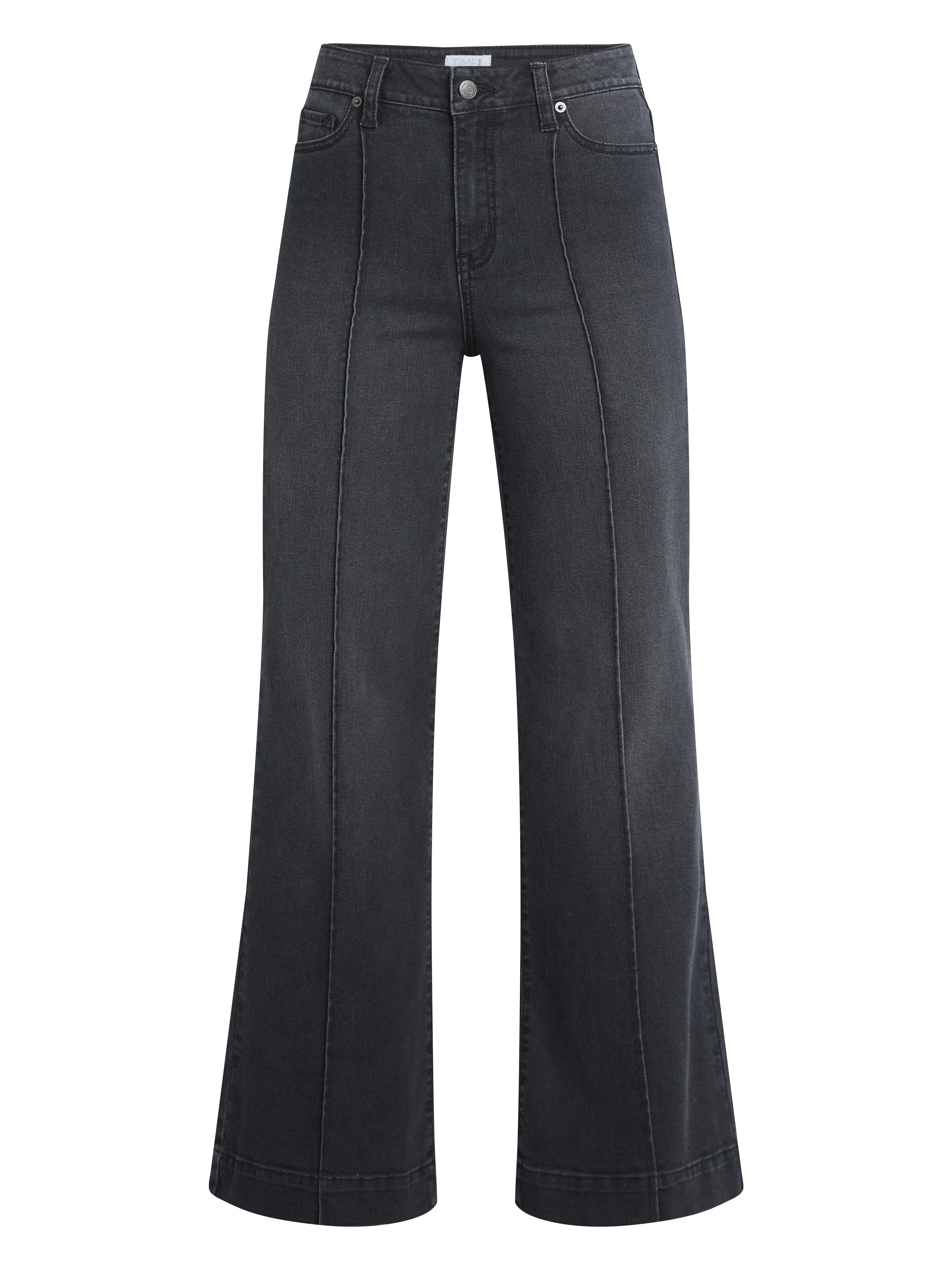 Time and Tru Women's Wide Leg Jeans with Seam Details, Inseam 31” Regular, Sizes 0-22