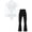 White, variant on Men's Tassel Latin Dance Leotard Outfit Sets Mesh V-neck Rhinestone Ballroom Jazz Dance Shirt with Flare Pant Black L