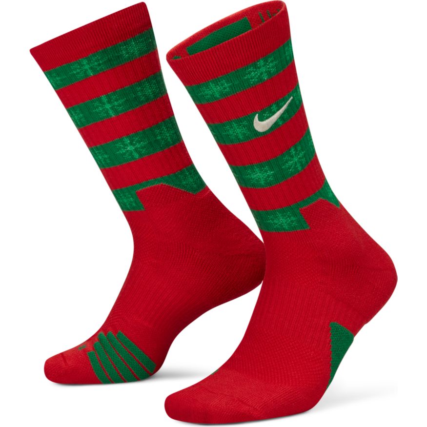 Nike Elite DRI FIT Xmas Basketball Crew Socks Red/Green DA5097 657 Mens
