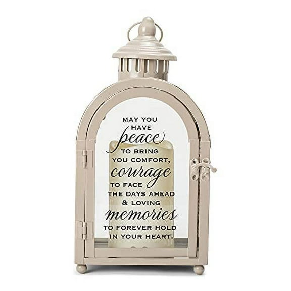 Peace Bring Comfort Courage 11 x 5.5 Metal and Glass Candle Lantern