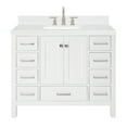 thumbnail image 2 of ARIEL Cambridge 42 Inch White Bathroom Vanity with Sink, Solid Wood, Carrara White Quartz Countertop, 1.5-Inch Edge, Single Rectangular Undermount Sink, 2 Soft Closing Doors, 9 Drawers, 2 of 8