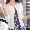 thumbnail image 6 of Joernso Women Solid Color Faux Pearl Button Short Knitted Cardigan Sweater Slim Shrug, 6 of 8