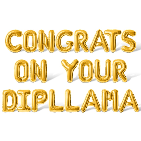 Letter Balloons - CONGRATS ON YOUR DIPLLAMA 16" Inch Alphabet Letters Foil Mylar Balloon Graduation Party Banner (Gold)