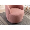 thumbnail image 3 of Swivel Barrel Chair, Modern Wool Fabric Upholstered Accent Club Armchair with Metal Swivel Loop, Comfy Round Single Leisure Sofa Chair for Living Room Bedroom Office Coffee Shop, Light Pink, 3 of 9