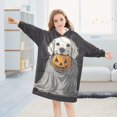 thumbnail image 5 of FORMRS Wearable Blanket Hoodie with Sleeves for Kids Cozy Flannel Sweatshirt, White Halloween Dog, 5 of 7