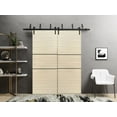 thumbnail image 4 of Slab Barn Door Panel 18 x 80 inches | Planum 0014 Natural Veneer with Frosted Glass | Sturdy Finished Interior Doors | Pocket Closet Sliding, 4 of 6