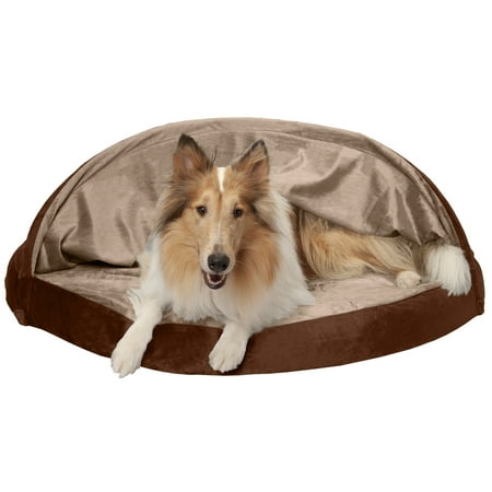 UPC: 0815181028381 | FurHaven Pet Products Microvelvet Snuggery Orthopedic Pet Bed for Dogs & Cats – Espresso  44  Base