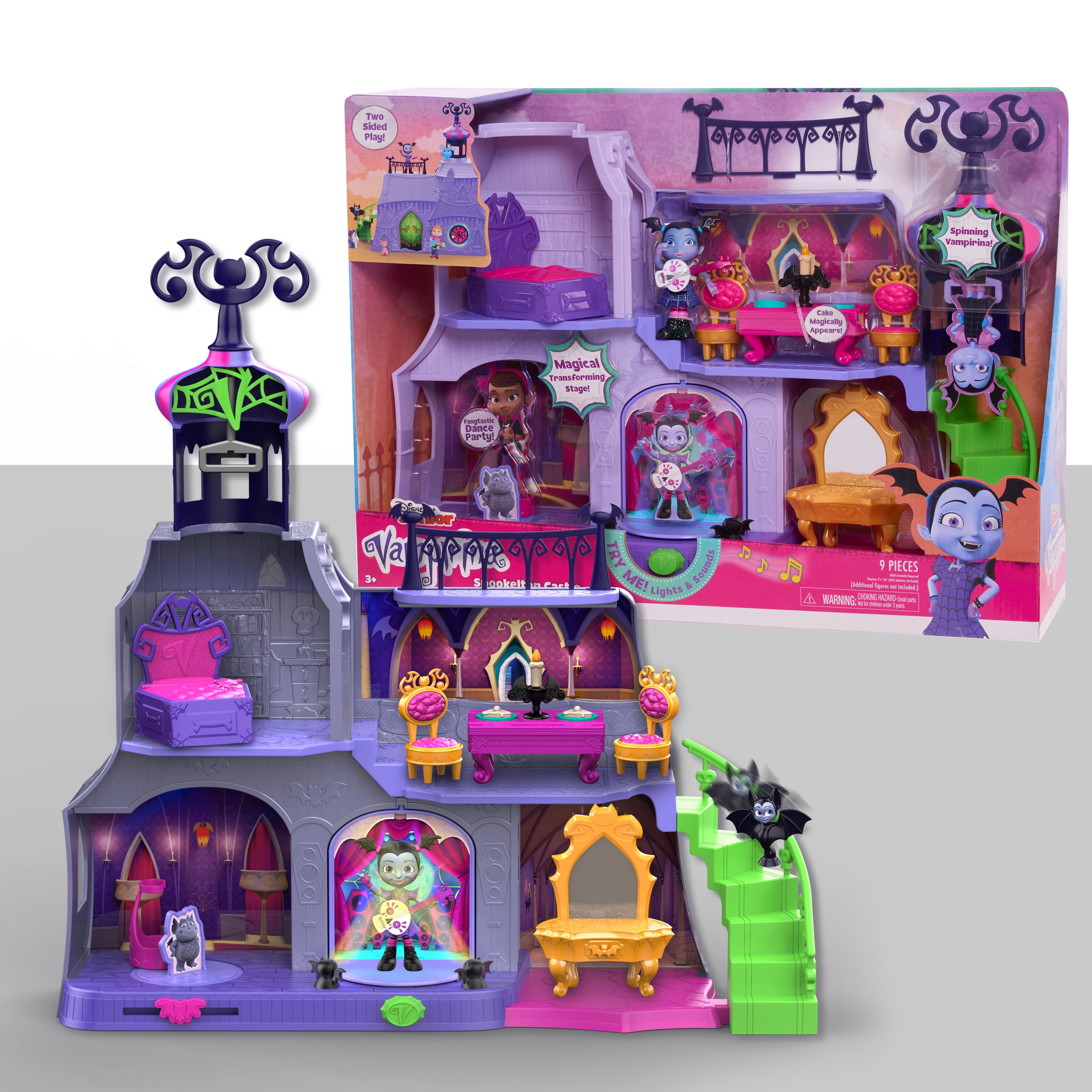 Disney Junior Vampirina Spookelton Castle, 8 Piece Dollhouse Playset