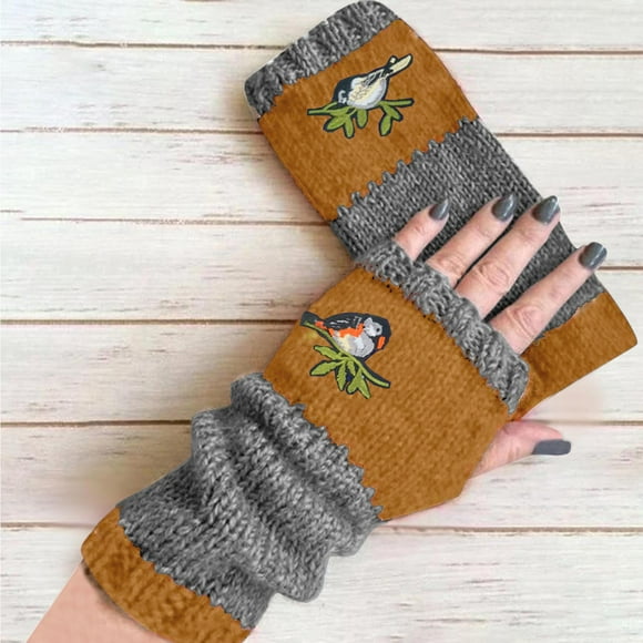 Gants en Laine Faits à la Main pour Femmes, Chauds, avec Crochet, Petite Fleur, Gants en Coton