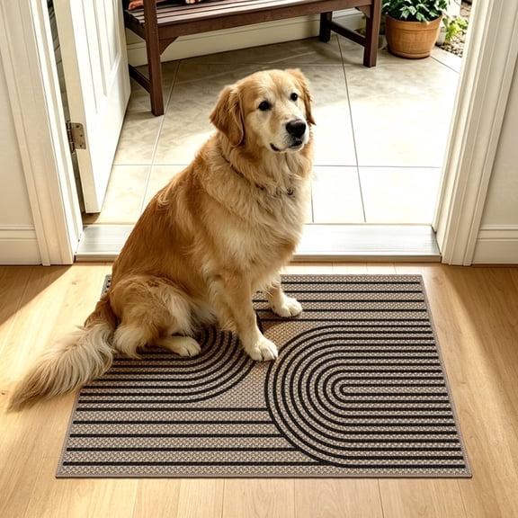 ORGOWEL Doormat Washable Easy Jute Rugs Boho Indoor Outdoor Rug 2*3ft Entryway Rugs Non-Slip Low Pile Black Door Mat Carpet for Living Room Kitchen Entry Patio Deck