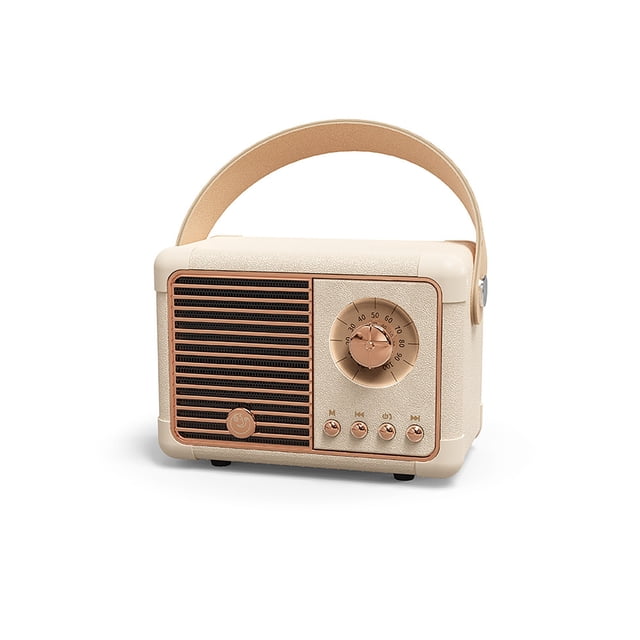 HM11Plus Bluetooth-compatible Speaker Retro Hands-free Call Gift Mini Portable Wireless Subwoofer FM Radio for Outdoor -Beige