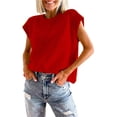 thumbnail image 2 of Cenuakty Women Solid Color Sweater Vests Crew Neck Cap Sleeve Loose Fit Pullovers Casual Knitted Tank Tops Streetwear, 2 of 5