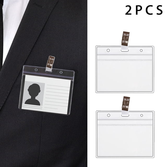 Immunization Record Card Protector Clear Plastic Sleeve with Clip Reusable Heavy Duty Badge Holder for Vaccination Cards ID Badges Passes and Documents