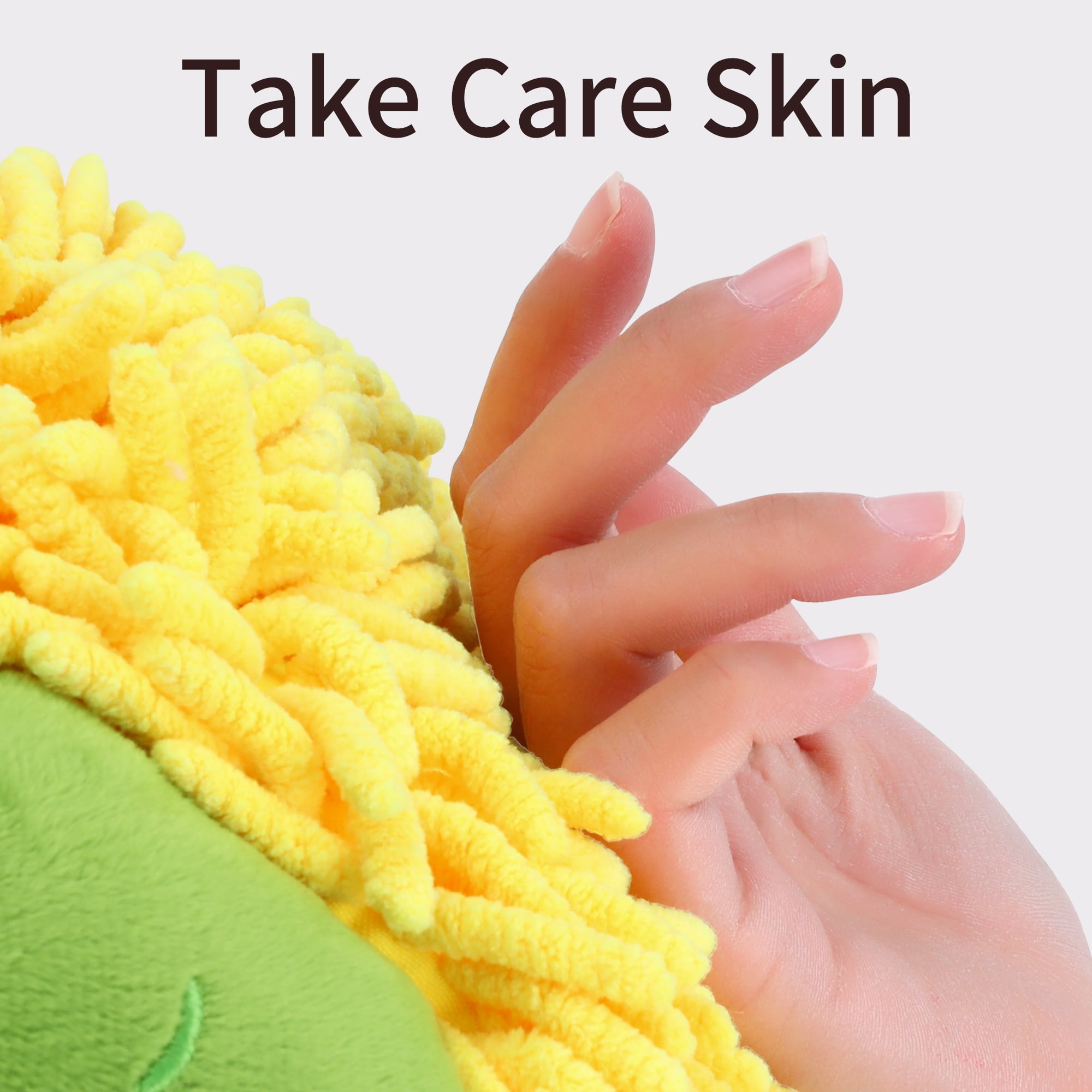 Unique Bargains Cartoon Fuzzy Ball Hand Towels Quick Dry Yellow 4-Piece