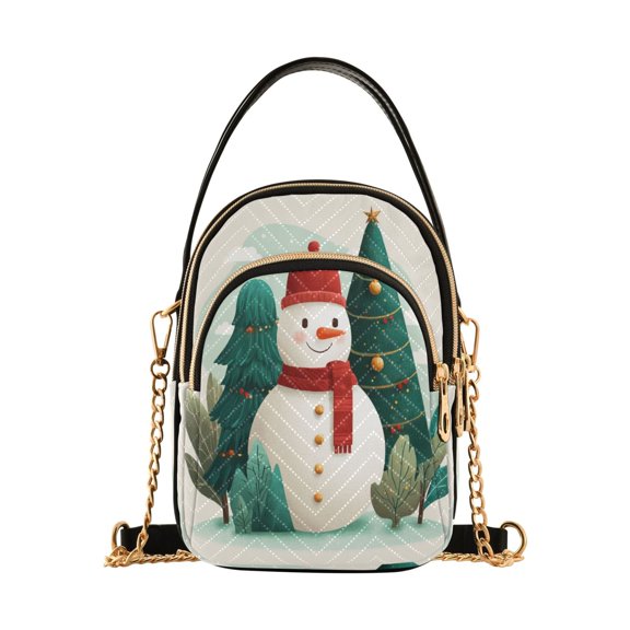 Women's Crossbody Handbag Shoulder Handbag 5.91x3.15x8.27 Inch Bank Card Bag Cash Bag Key Bag A Beautiful Watercolor Christmas Snowman