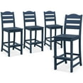 thumbnail image 1 of Costway Outdoor 4pcs HDPE Bar Stool Patio Tall Chair Backrest Footrest All Weather Navy, 1 of 7