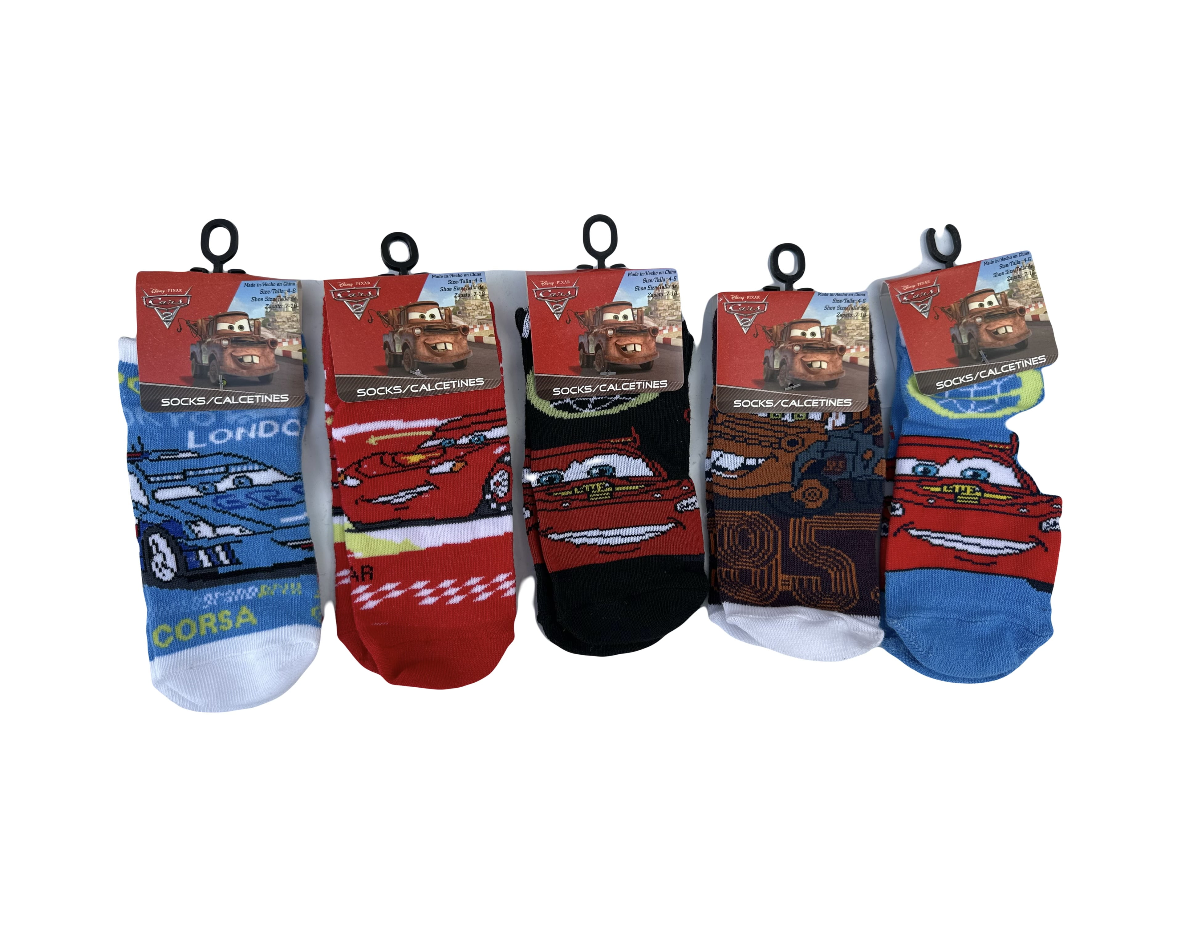 5 Pairs Disney Cars Socks Assorted Character Sock Collection Size 4 6 Walmart