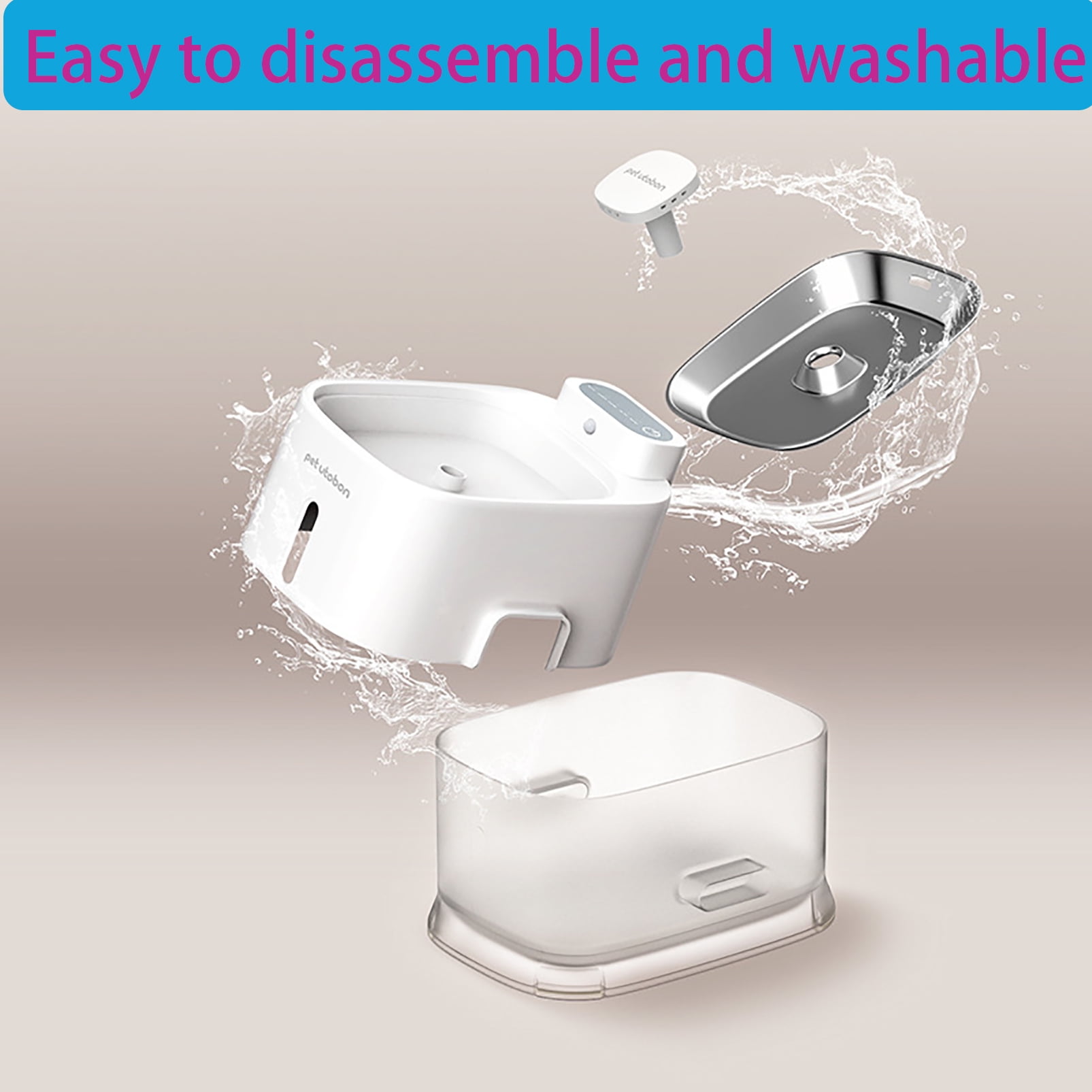 Cat Water Fountain Battery Operated, Wireless Sensor Pet Fountain, 2.5L/84oz Automatic Dog Water Dispenser, for Drinking with Quiet Pump Inside Stainless Steel Tray Easy Clean BPA-Free