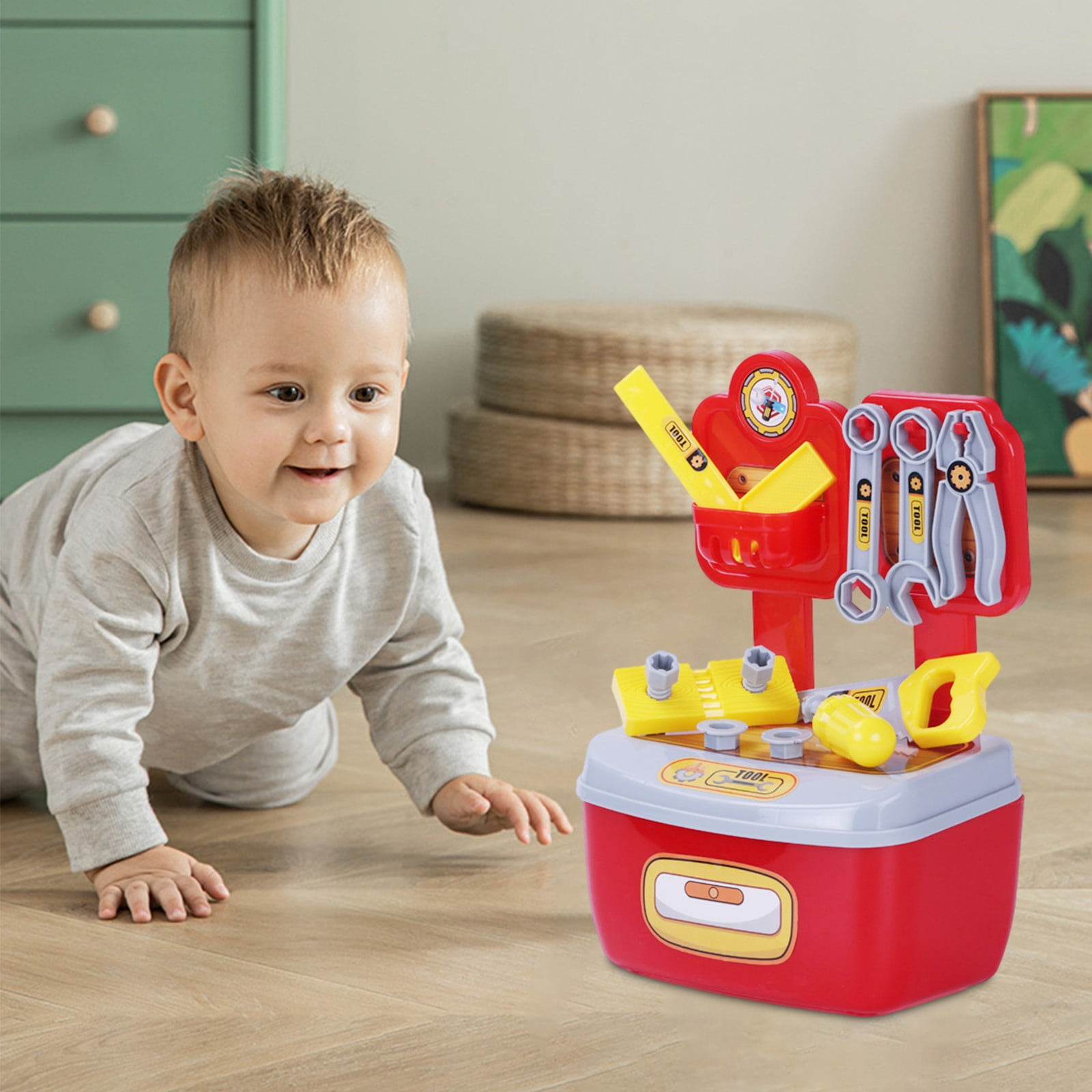 Toddler Toys Clearance! Kids Toy Gifts QTOCIO Children's DIY Toy Sets, Children's Tool Sets, DIY Toy Engineer Tools, Pretend Game Tools, Birthday Gifts For Boys And Girls Aged 3, 4, 5, 6, 7, 8, Red
