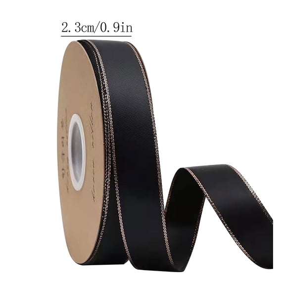 HBBKVI 1in Double Gold Edged Wired Polyester Ribbon .3cm Double Gold Edged Polyester Ribbon Gift Flower Packaging Ribbon Decoration Ribbon DIY Ribbon