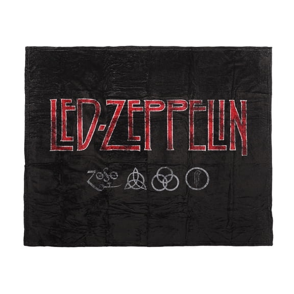 Led Zeppelin Logo & Symbols Black 50" x 60" Throw Blanket