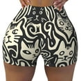 thumbnail image 2 of Fotbe Abstract Cat Faces Pattern Shorts Sin Costuras – Shorts Deportivos de Cintura Alta para Mujer, Elásticos para Gimnasio, Yoga, Running o Ciclismo-Medium, 2 of 8