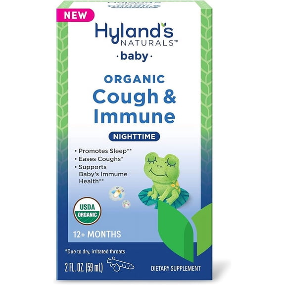 Hylands Naturals Baby Organic Cough And Immune Nighttime Syrup, 2 Oz..