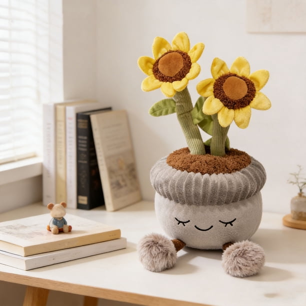 Adorno de peluche de planta en maceta de dibujos animados adorno • Muñeca de flores para decoración de escritorio curativa • Peluche de regalo decorativo suave para casa u oficina