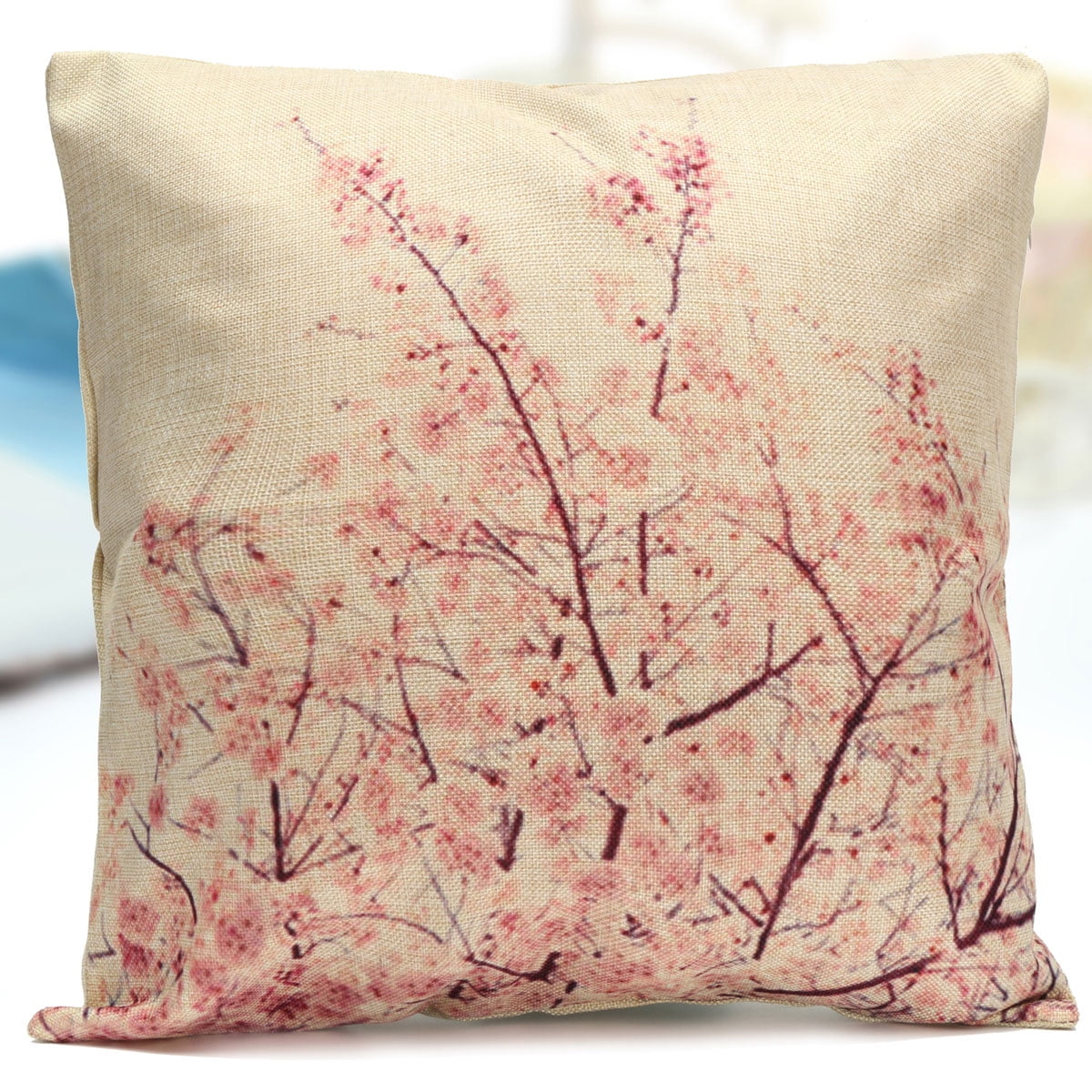 17 X17 Vintage Branches Cotton Linen Pillow Case Sofa Throw