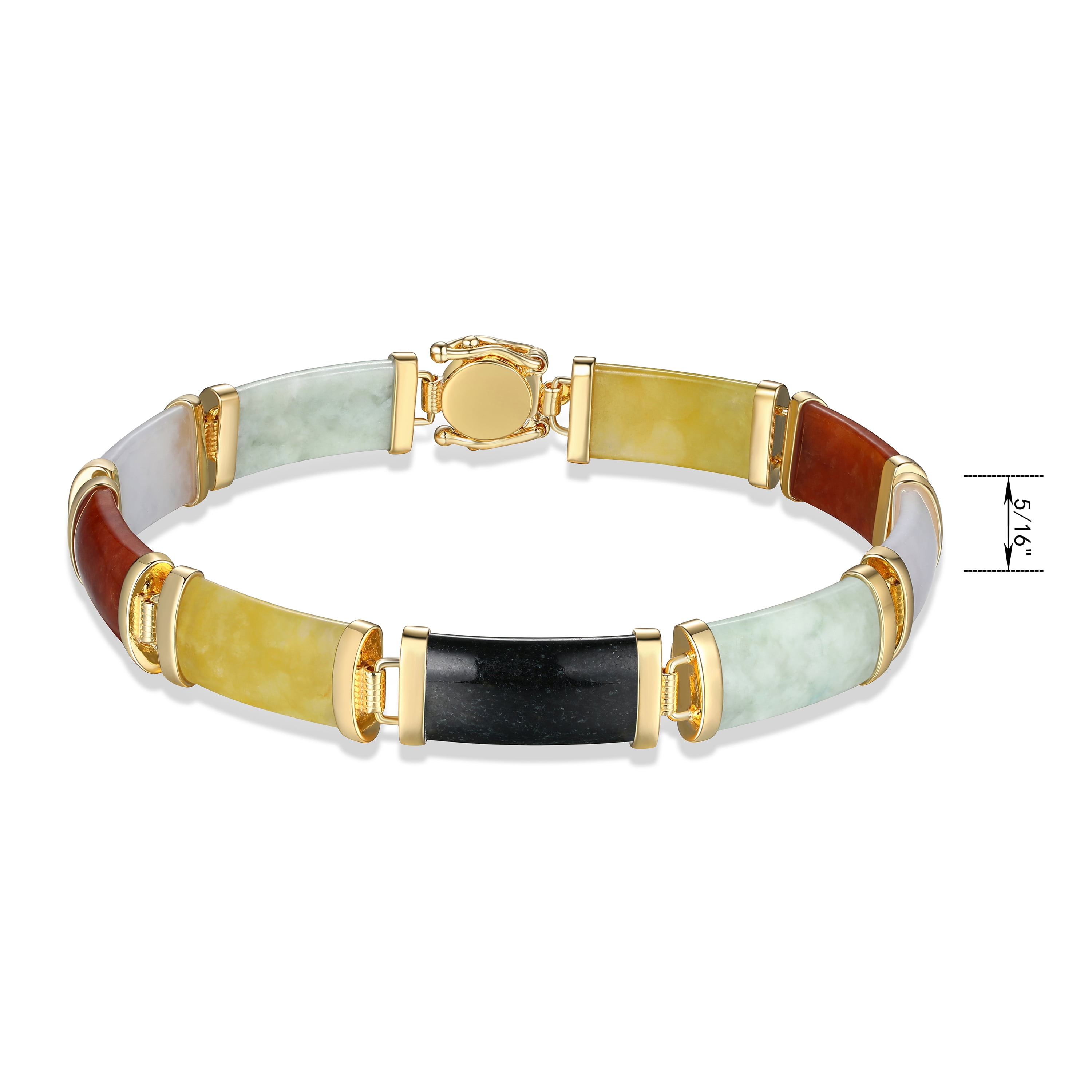 Morgan & Paige Genuine Multicolor Jade Link 7.5" Bracelet in Plated Sterling Silver, Adult Female