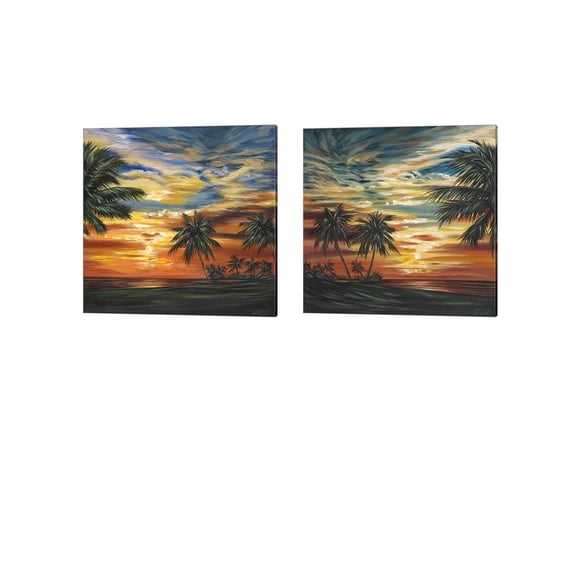 Metaverse Carolee Vitaletti 'Stunning Tropical Sunset' Canvas Art (Set of 2)