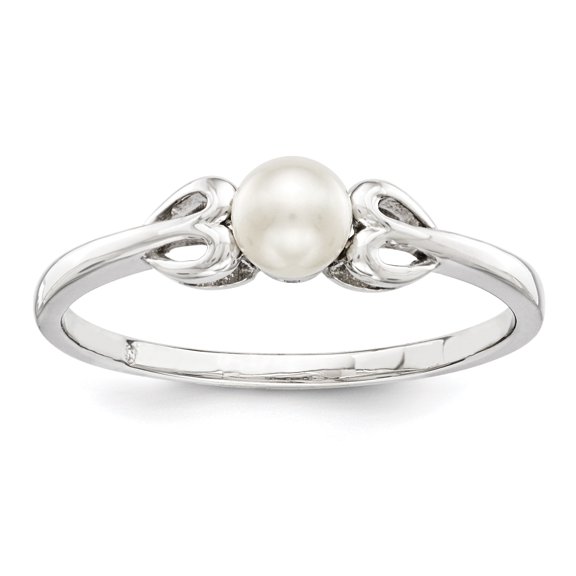 Sterling Silver Rhodium-plated Freshwater Cultured Pearl Ring