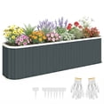 thumbnail image 1 of Outsunny Deep Root Planter Box, Outdoor Garden Bed with Gloves, Dark Grey, 1 of 10
