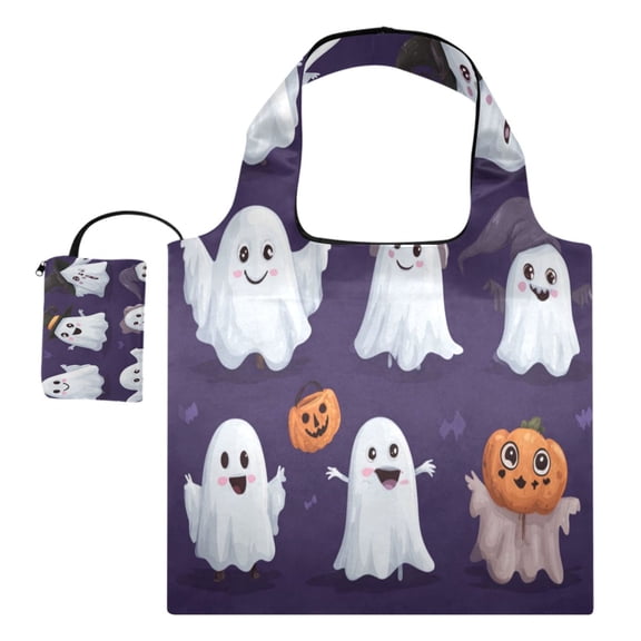 Large Capacity Print Tote Bag,Lightweight Portable Foldable Shopping Bag Cute Ghosts