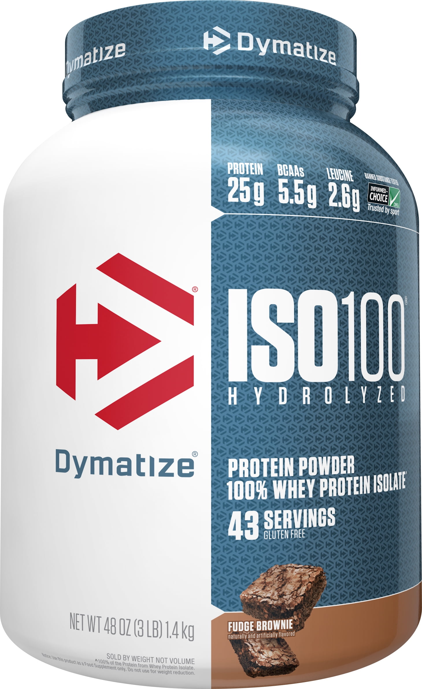 Dymatize ISO100 Hydrolyzed Whey Isolate Protein Powder, Fudge Brownie