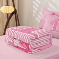 thumbnail image 5 of Erosebridal Cute Striped E Letter Zipper Twin Comforter Sets with Fitted Sheet and 2 Pillowcases for Teens, Princess Stripe Bow Ribbon Zipper Bedding Set, Pink Reversible, 4 Pieces, 5 of 7